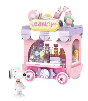 Bộ lắp ghép xe bán hàng kẹo Snoopy CACO S019, mô hình xe kẹo Snoopy dễ thương cho bé gái 6 tuổi, 331 mảnh
