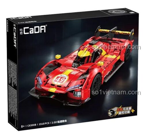 Hộp đồ chơi lắp ráp CaDA C63008 Siêu xe đua Blazing Flame, quà tặng bé trai 8 tuổi, tiết kiệm
