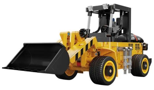 Mô hình xe lu lốp lớn kỹ thuật CaDA C65023, đồ chơi xây dựng cho bé trai 8 tuổi, có bánh xe lớn và chức năng điều khiển gầu xúc, lái