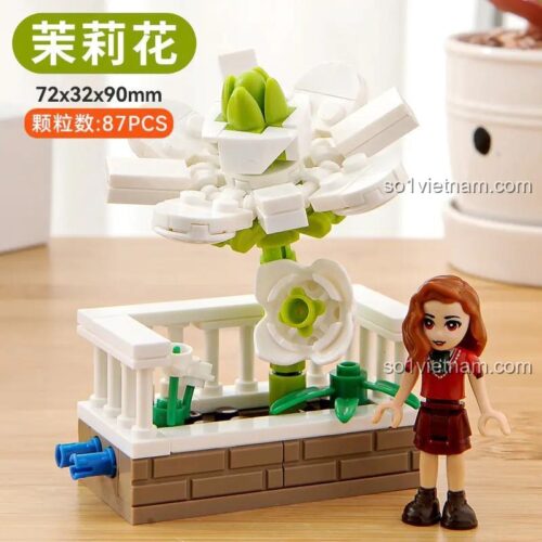 Mô hình Chậu hoa Mẫu đơn Little Gardener CAYI 13106 sau khi lắp ráp