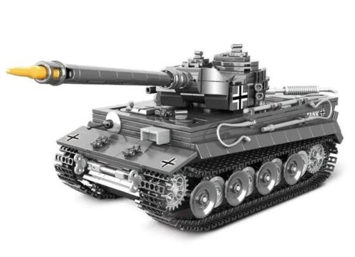Bộ đồ chơi xe tăng Tiger CAYI 6804, mô hình xe tăng quân sự Tiger chi tiết cao, dành cho bé trai 14 tuổi, có 3 minifigures và vũ khí đi kèm, kích thước mô hình 30.4x11.2x8 cm, chất liệu nhựa ABS cao cấp, giá tốt