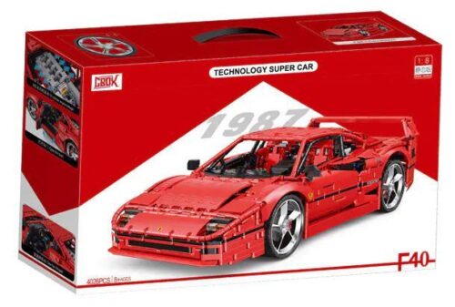 Hộp sản phẩm bộ lắp ghép Siêu xe Ferrari F40 CBOX X001, đồ chơi mô hình tỉ lệ 1:8 cho bé trai 8 tuổi, giá rẻ.