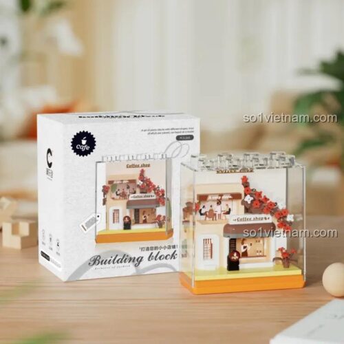 Hộp sản phẩm và đồ chơi mô hình Tiệm Cà Phê thu nhỏ 7367, món quà tặng ý nghĩa cho bé gái.