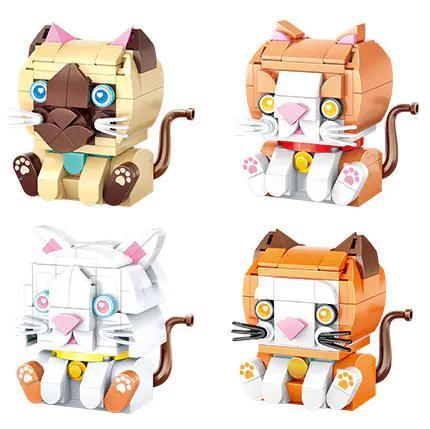 Mô hình Mèo Dễ Thương Chizao She B2158 lắp ráp 4 mẫu, đồ chơi xếp hình cho bé 6 tuổi, bộ lắp ghép động vật dễ thương