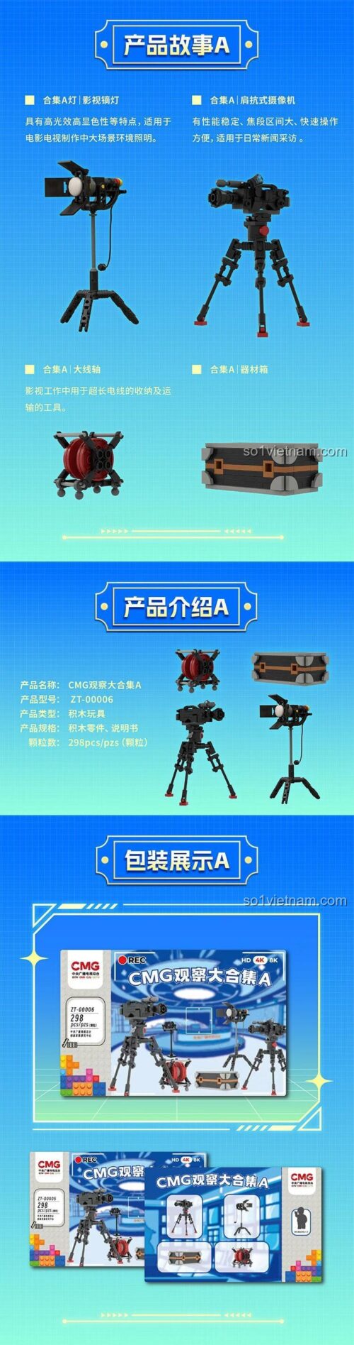 Mô hình máy quay phim từ bộ lắp ghép CMG ZT-00006, đồ chơi sáng tạo cho bé