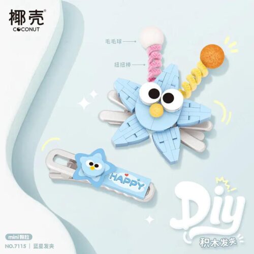Kẹp tóc ngôi sao xanh lắp ráp Coconut 7115, kẹp tóc hình ngôi sao dễ thương cho bé gái, phụ kiện tóc trang trí, đồ chơi lắp ghép