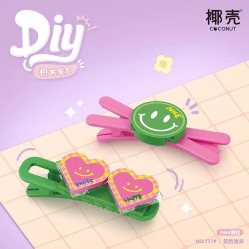 Kẹp tóc hình mặt cười và trái tim DIY, phụ kiện tóc cho bé gái 3 tuổi, đồ chơi lắp ghép sáng tạo Coconut 7119