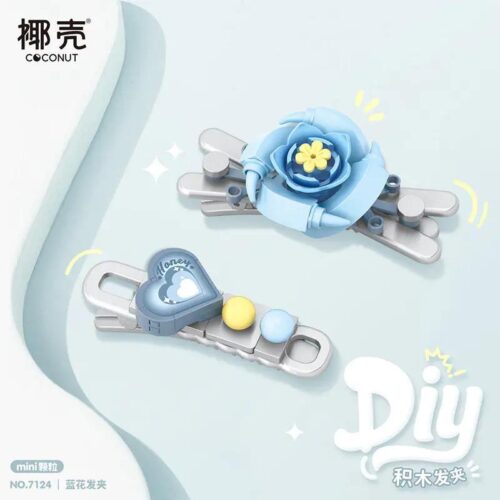 Kẹp Tóc Hoa Xanh Coconut 7124 bộ lắp ghép, đồ chơi sáng tạo cho bé gái 6 tuổi, kẹp tóc hoa xanh, kẹp tóc trái tim, phụ kiện tóc DIY, đồ trang trí tóc, kẹp tóc sáng tạo, giá tốt