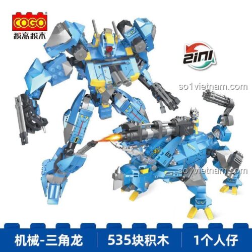 Hộp đồ chơi mô hình COGO 12700C Khủng Long Cơ Khí Biến Hình 5 Kiểu có 535 mảnh ghép cho bé trai 6 tuổi
