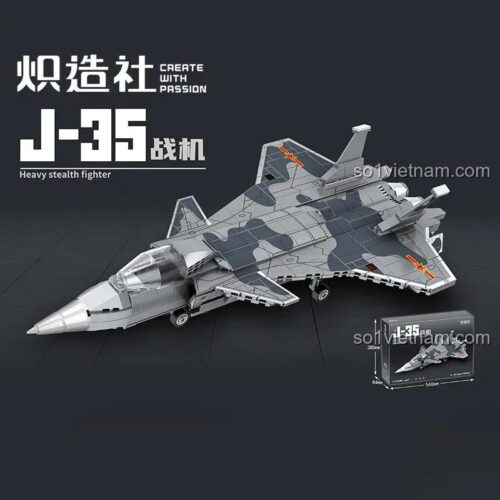 bộ lắp ghép Máy bay chiến đấu J-35 2214 cho bé trai 6 tuổi, mô hình tiêm kích tàng hình giá rẻ, chất lượng cao