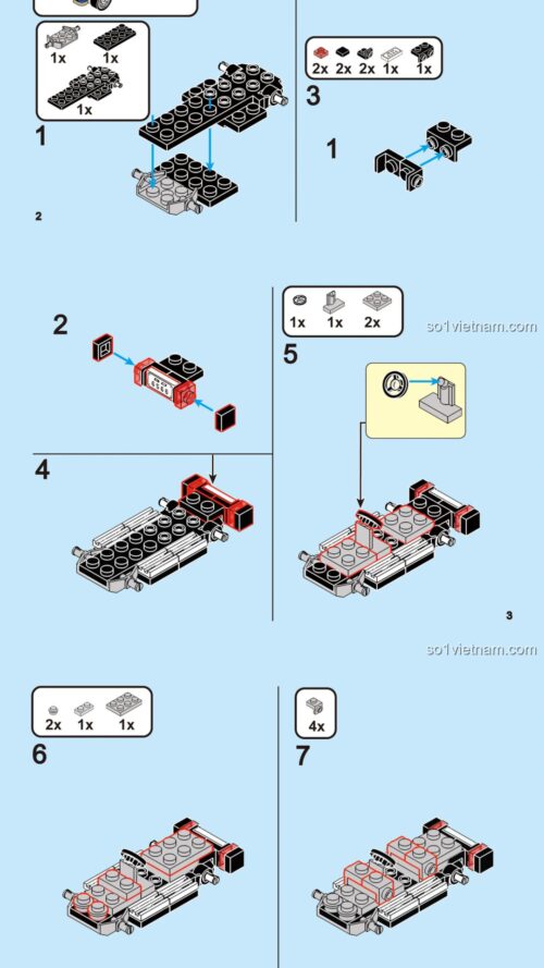 Xe Off-road Mini DECOOL 22041 hướng dẫn lắp ghép DECOOL 41 Xe Địa Hình Mini Kéo Lùi Blue Wind