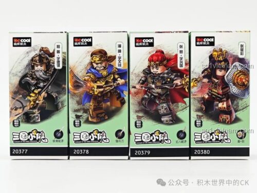 Bộ sưu tập 4 minifigure Tam Quốc Tiểu Hiệp Decool 20377-20380, bao gồm nhân vật lắp ráp Tướng quân Trình Phổ.
