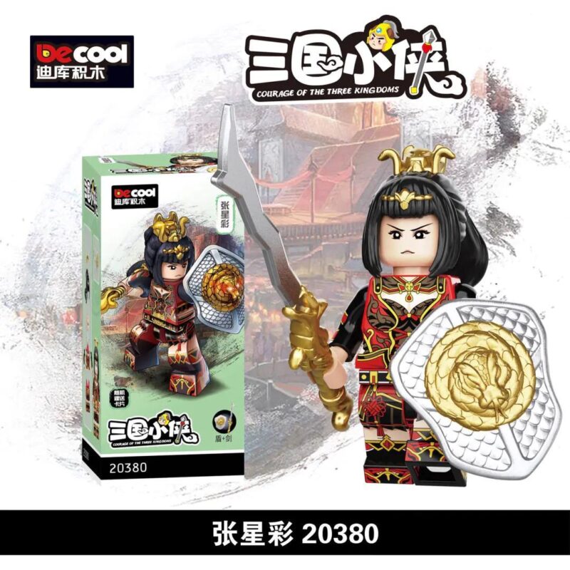 Hộp sản phẩm đồ chơi mô hình Trương Tinh Thái Decool 20380, minifigure nữ tướng Thục Hán chi tiết sắc nét, giá rẻ cho bé trai 6 tuổi.