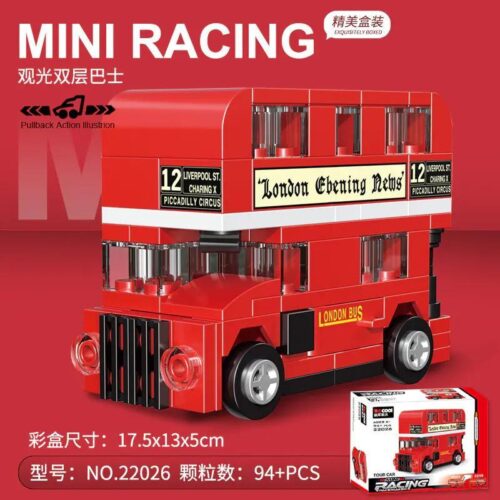 Bộ lắp ghép DECOOL 22026 Xe Buýt Hai Tầng Đỏ London với động cơ kéo lùi, 94 chi tiết, phù hợp bé trai 6 tuổi, giá tốt