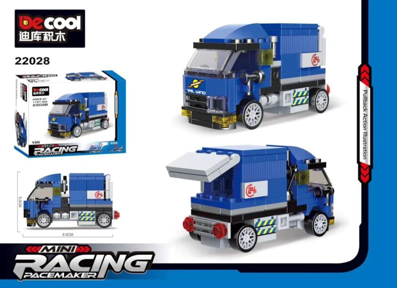 bộ lắp ghép Xe Tải Vận Chuyển DECOOL 22028 giá tốt cho con trai 6 tuổi, có động cơ kéo lùi.