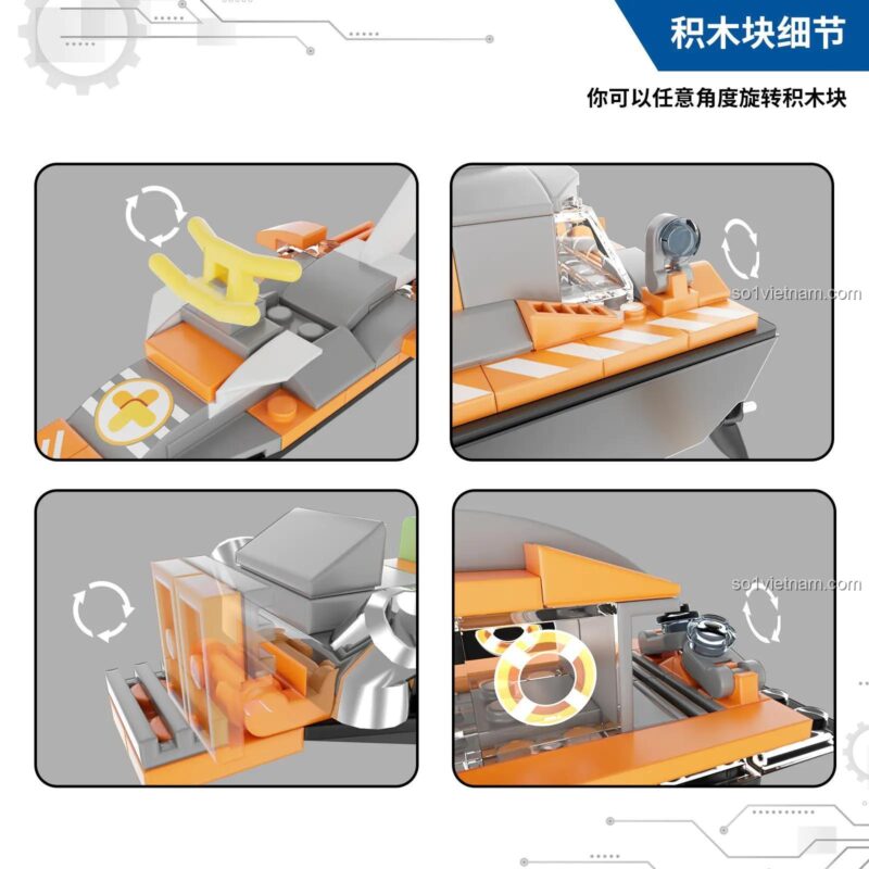 Chi tiết lắp ráp tàu cứu hộ điều khiển từ xa DIY V101, các khớp nối linh hoạt, chi tiết sắc nét, 145 mảnh, phù hợp cho bé trai 14 tuổi