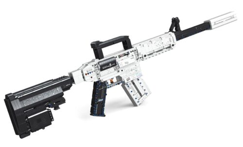 Mô hình súng trường M4A1 Carbine DK 2004 màu trắng đen, một bộ lắp ghép Súng trường M4A1 giá rẻ dành cho con trai 8 tuổi.