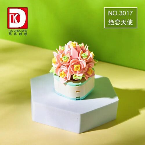 Bộ lắp ghép Chậu hoa Thiên Sứ Tình Yêu DK 3017, mô hình hoa trang trí cho bé gái 8 tuổi, giá rẻ.