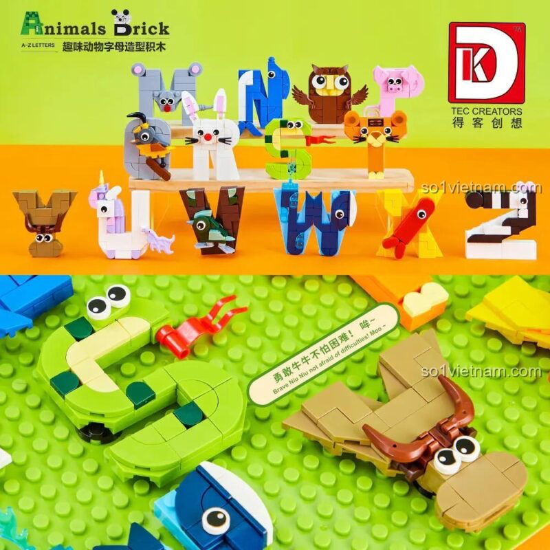 Nhóm chữ cái động vật từ M đến Z từ bộ đồ chơi Bộ chữ cái ABC động vật, mỗi con vật một vẻ độc đáo.