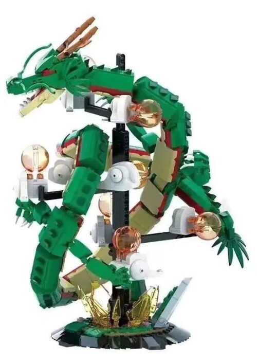 Mô hình Rồng Thần Shenron DK 5007 sau khi lắp ráp hoàn chỉnh, uốn lượn quanh 7 viên ngọc rồng. Đồ chơi mô hình Shenron từ Dragon Ball cho bé trai 8 tuổi.