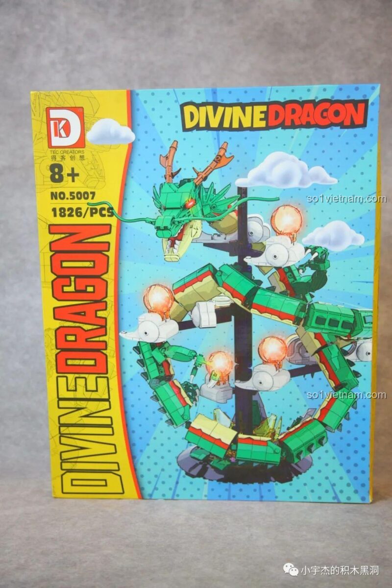 Hình ảnh review thực tế hộp đồ chơi mô hình Rồng Thần Shenron 5007, thiết kế hộp dọc ấn tượng, màu sắc bắt mắt.
