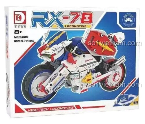 Hộp đồ chơi mô hình Xe máy Gundam RX-78 5009, quà tặng sinh nhật cho con trai 8 tuổi