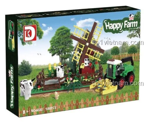 Hộp sản phẩm bộ lắp ghép DK 6020 Happy Farm, đồ chơi xây dựng 560 mảnh cho bé 8 tuổi