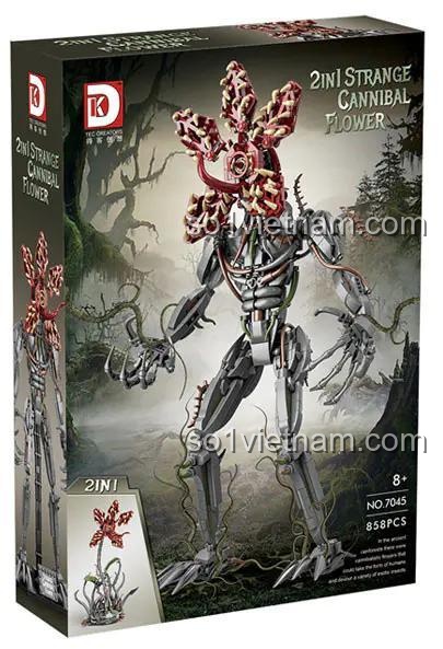 Hộp sản phẩm DK 7045 2in1 Strange Cannibal Flower, bộ đồ chơi quái vật ăn thịt kỳ lạ, đồ chơi xây dựng cho bé trai 8 tuổi