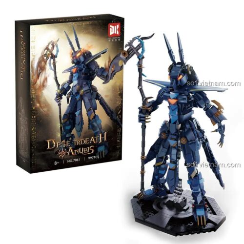 Hộp sản phẩm DK 7061 Mô hình Mecha Anubis Thần Chết Sa Mạc, bộ đồ chơi 7061, đồ chơi lắp ráp Robot Anubis, cho bé trai 8 tuổi, giá tiết kiệm.