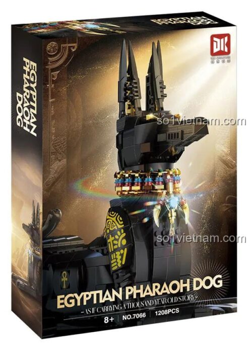 Hộp bộ lắp ghép DK 7066 Chó Pharaoh Ai Cập, đồ chơi xây dựng Linh vật Chó Ai Cập, 1208 chi tiết, giá rẻ cho bé trai 8 tuổi