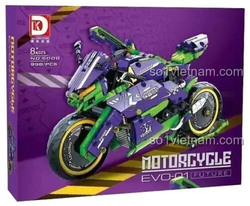 Hộp sản phẩm đồ chơi mô hình Siêu mô tô tương lai EVO-01 của DK Creations. Món quà hấp dẫn cho con trai.
