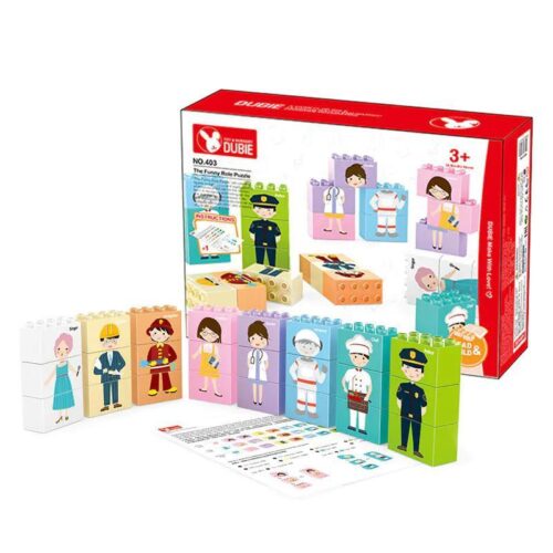 Bộ đồ chơi lắp ghép DUBIE 403 nhân vật vui nhộn cho bé 3 tuổi, nhập vai các nghề nghiệp, rèn luyện tư duy sáng tạo
