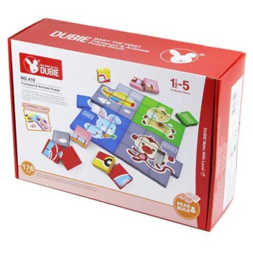 Hộp bộ đồ chơi lắp ghép phương tiện giao thông và động vật DUBIE 410