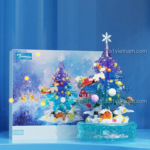Hộp sản phẩm Cây Thông Noel Âm Nhạc Bằng Kính Dumeca D1004 - Bộ đồ chơi Cây Thông Noel Giáng Sinh