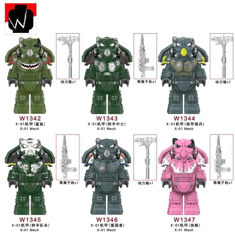 DY_Minifigs W1344 X-01 Mech Kỵ binh bọc thép Fallout, bộ đồ chơi lắp ghép figure cho bé trai 8 tuổi, chất lượng cao giá tốt