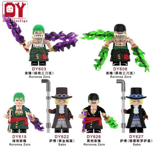 Bộ 6 minifigures Roronoa Zoro và Sabo trong One Piece, DY_Minifigs DY615, đồ chơi lắp ráp nhân vật, phù hợp cho bé 6 tuổi, giá tốt
