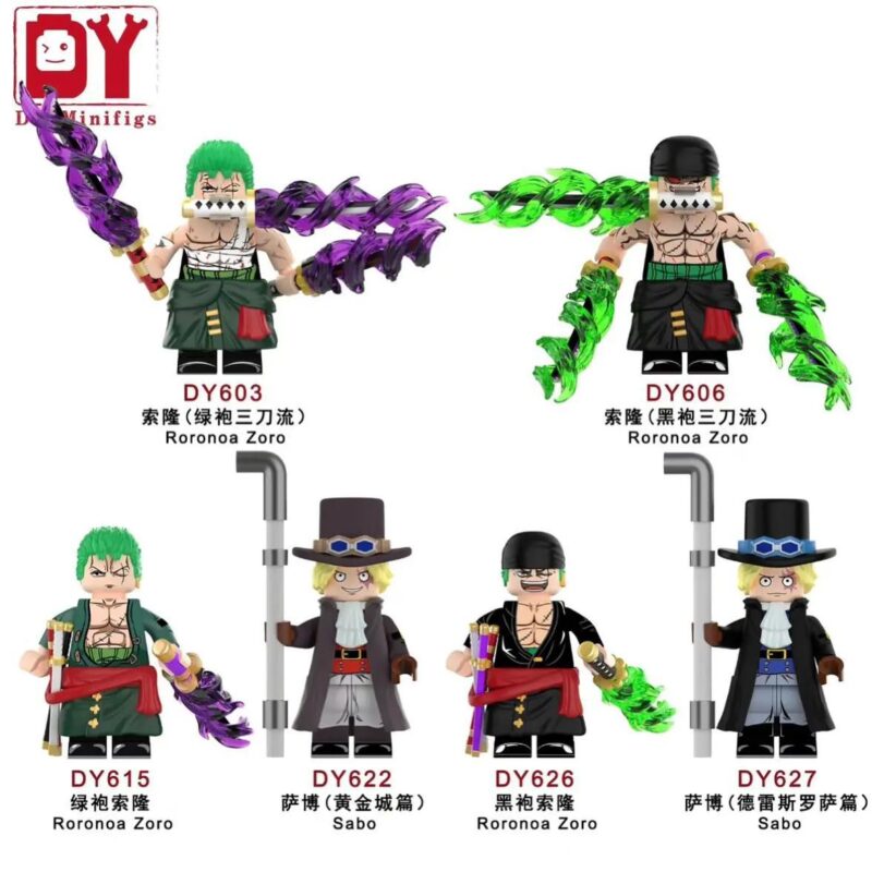Bộ 6 minifigures Roronoa Zoro và Sabo trong One Piece, DY_Minifigs DY615, đồ chơi lắp ráp nhân vật, phù hợp cho bé 6 tuổi, giá tốt