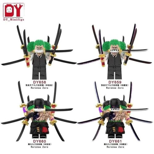 Minifigure Roronoa Zoro (Bản Thử Nghiệm) DY_Minifigs DY658, Kiếm Sĩ Tam Kiếm, đồ chơi mô hình, figure, minifigure, cho bé trai 14 tuổi, có nhiều vũ khí đi kèm
