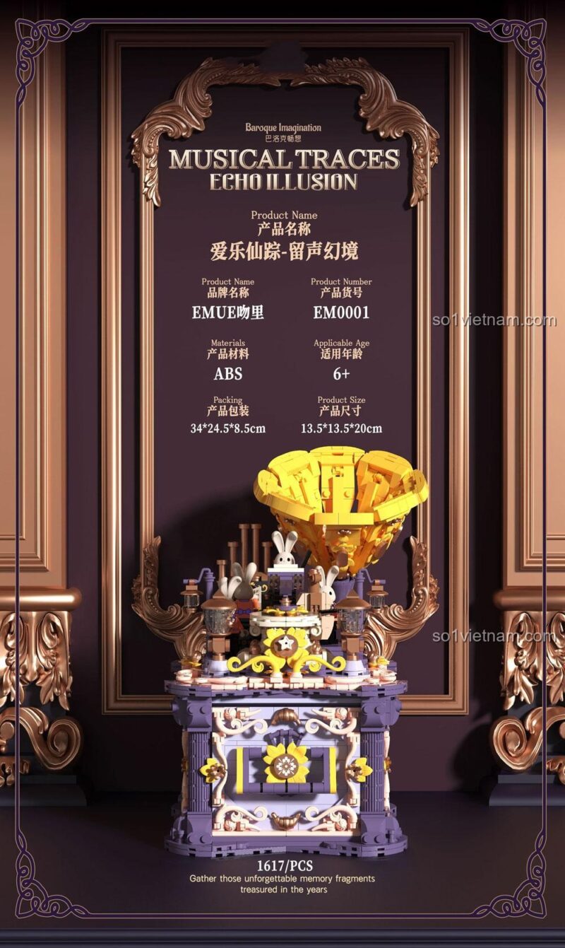 Bộ Lắp Ghép Hộp Nhạc EMUE EM0001 "Âm Thanh Diệu Kỳ" - Mô hình hộp nhạc với âm thanh du dương, 1617 mảnh ghép, đồ chơi sáng tạo cho bé gái 6 tuổi