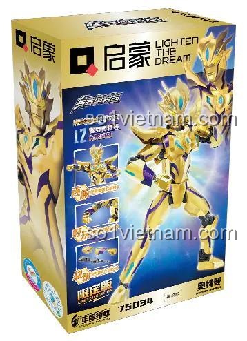 Hộp sản phẩm bộ lắp ghép Enlighten 75034 Siêu Nhân Điện Quang Zero, đồ chơi mô hình Ultraman Zero, chất lượng cao, giá tiết kiệm cho bé trai 6 tuổi.