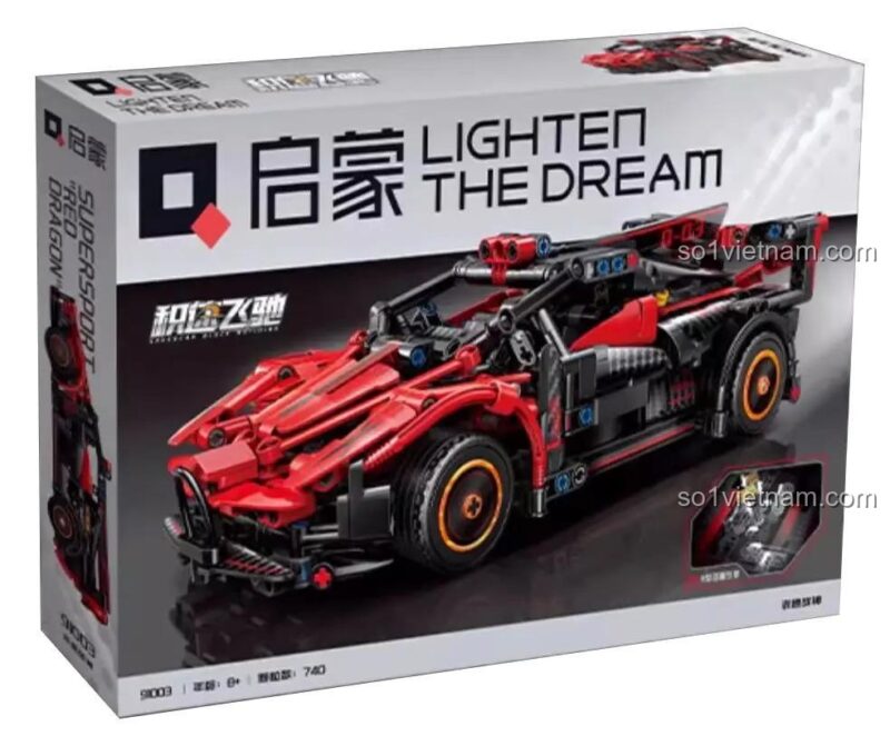 Hộp bộ lắp ghép Enlighten 91003 Siêu Xe Đua Thần Tốc Đỏ, 740 mảnh, thiết kế độc đáo, giá tốt cho bé trai 8 tuổi