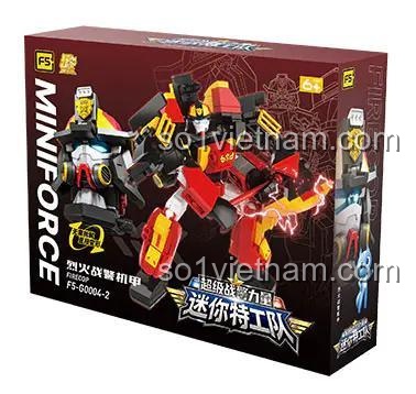 Hộp sản phẩm đồ chơi mô hình Mecha Cảnh Sát Lửa F5-G0004-2, quà tặng giá rẻ cho bé trai yêu thích Biệt Đội Siêu Đẳng.