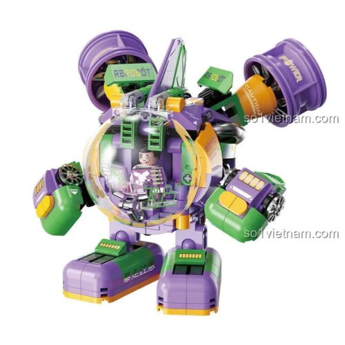 Đồ chơi mô hình Femibox S2286 Robot Thỏ Cơ Giáp màu tím xanh lá, thiết kế độc đáo, phát triển tư duy cho bé