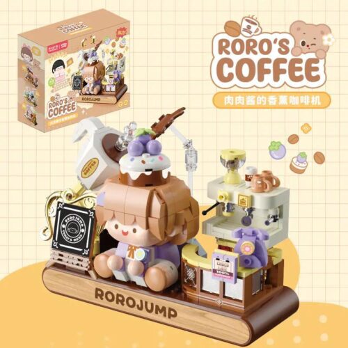 Bộ lắp ghép Máy pha cà phê hương liệu Femibox S2310, mô hình máy pha cà phê Roro Jump đáng yêu, giá tốt cho bé gái 6 tuổi, có hộp sản phẩm rõ ràng.