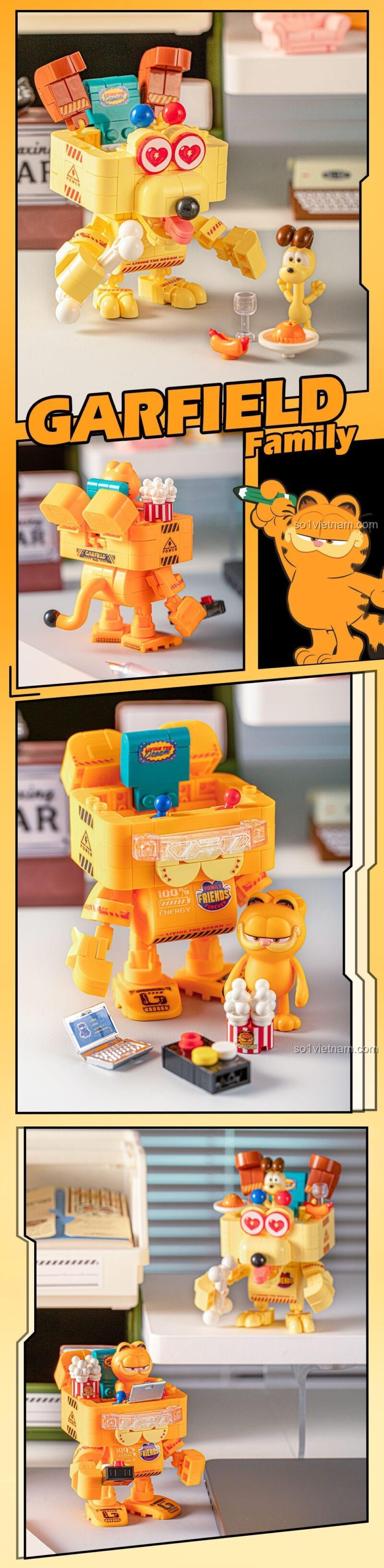 Minifigures Garfield và Odie đi kèm bộ lắp ghép Gia đình Garfield Femibox S44028