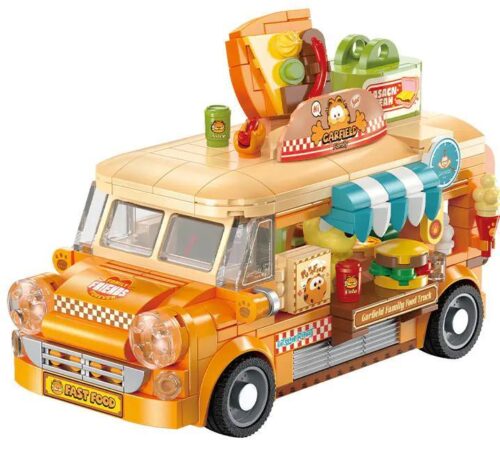 Mô hình xe bán hàng di động Gia Đình Garfield S44052, đồ chơi lắp ghép cho bé 8 tuổi, xe bán kem màu cam