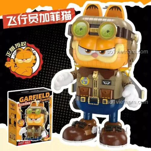 Hộp sản phẩm Garfield phi công, đồ chơi lắp ghép Garfield phi công, bộ xếp hình Garfield phi công, Femibox S44054, 901 mảnh, 8 tuổi