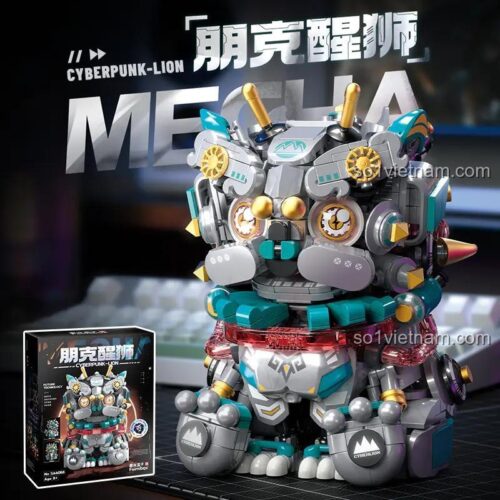 Mô hình Lân Sư Cyberpunk Femibox S44068 sau khi lắp ráp, đồ chơi mô hình Robot Sư Tử Cyberlion cực ngầu.