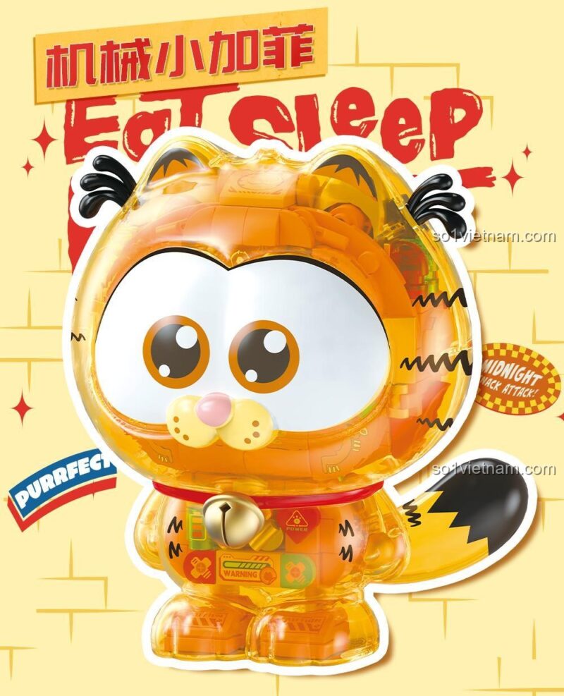 Mô hình Garfield cơ khí nhỏ đáng yêu, đồ chơi lắp ráp Femibox S44077 cho bé 8 tuổi
