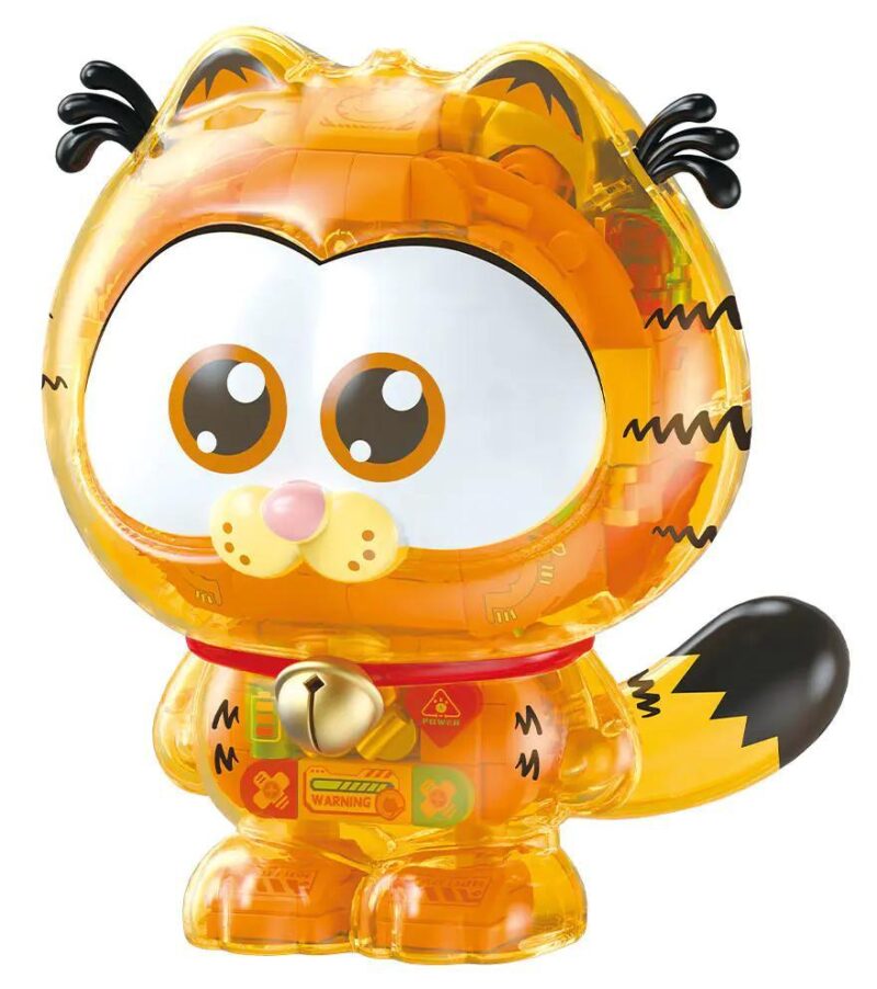 Mô hình Garfield cơ khí nhỏ trong suốt, chi tiết cơ khí bên trong, đèn LED, đồ chơi lắp ráp Femibox S44077 cho bé 8 tuổi
